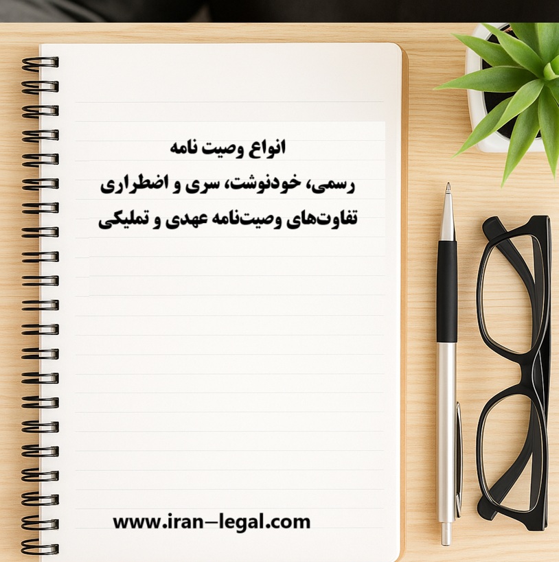 انواع وصیت‌ نامه رسمی، خودنوشت، سری و اقسام آن عهدی و تملیکی
