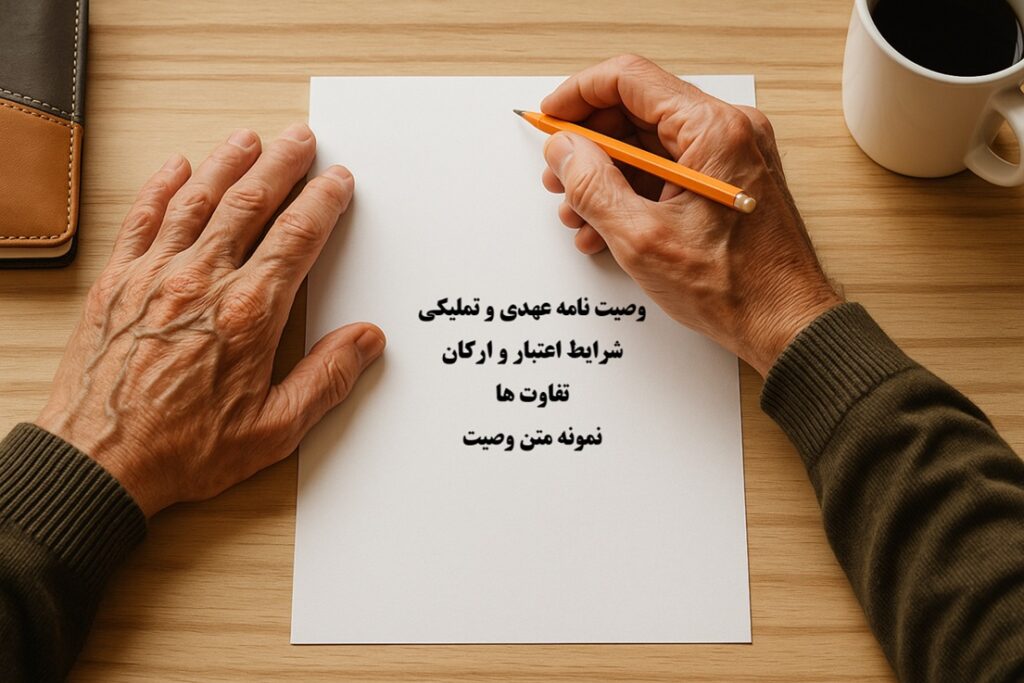 وصیت نامه عهدی و تملیکی؛ اقسام،تفاوت،اعتبار و نمونه متن وصیت