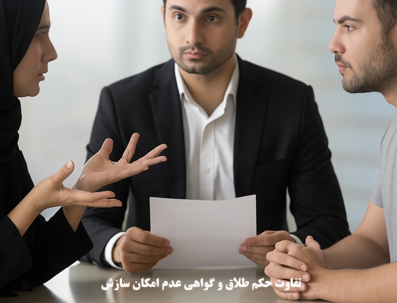 تفاوت حکم طلاق و گواهی عدم امکان سازش