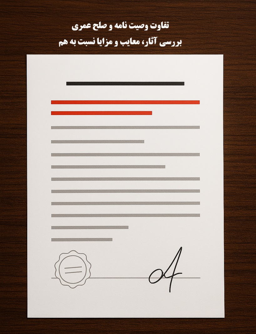 تفاوت صلح عمری با وصیت‌نامه
