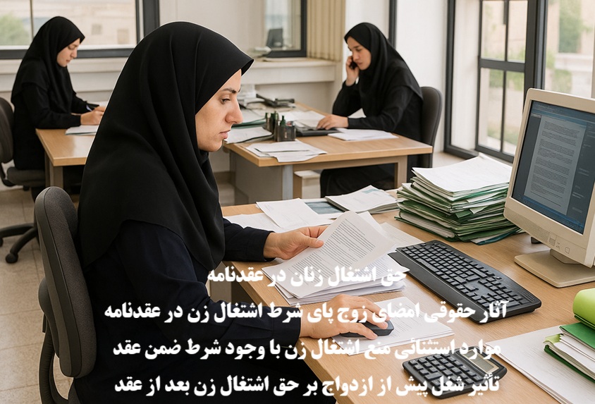 حق اشتغال زنان در عقدنامه و شرط اشتغال زوجه ضمن عقد نکاح
