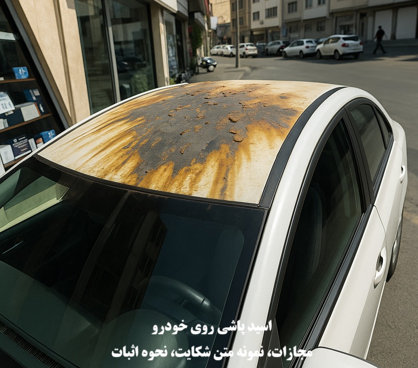 مجازات اسیدپاشی روی ماشین