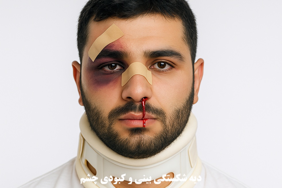 دیه شکستگی بینی و کبودی چشم